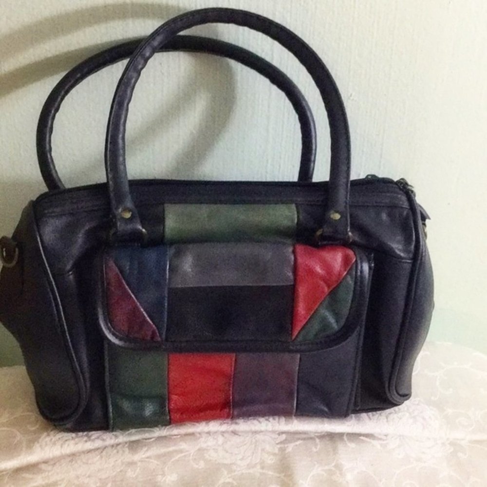 Genuine Leather Patchwork Handbag